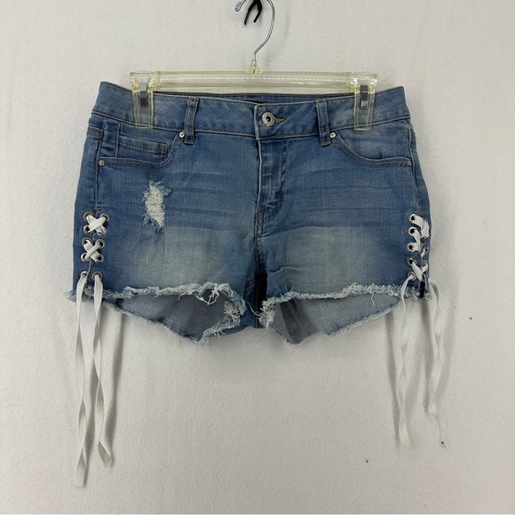 Wax Jean Side Tie Jean Medium Wash. Shorts Medium - Picture 1 of 12